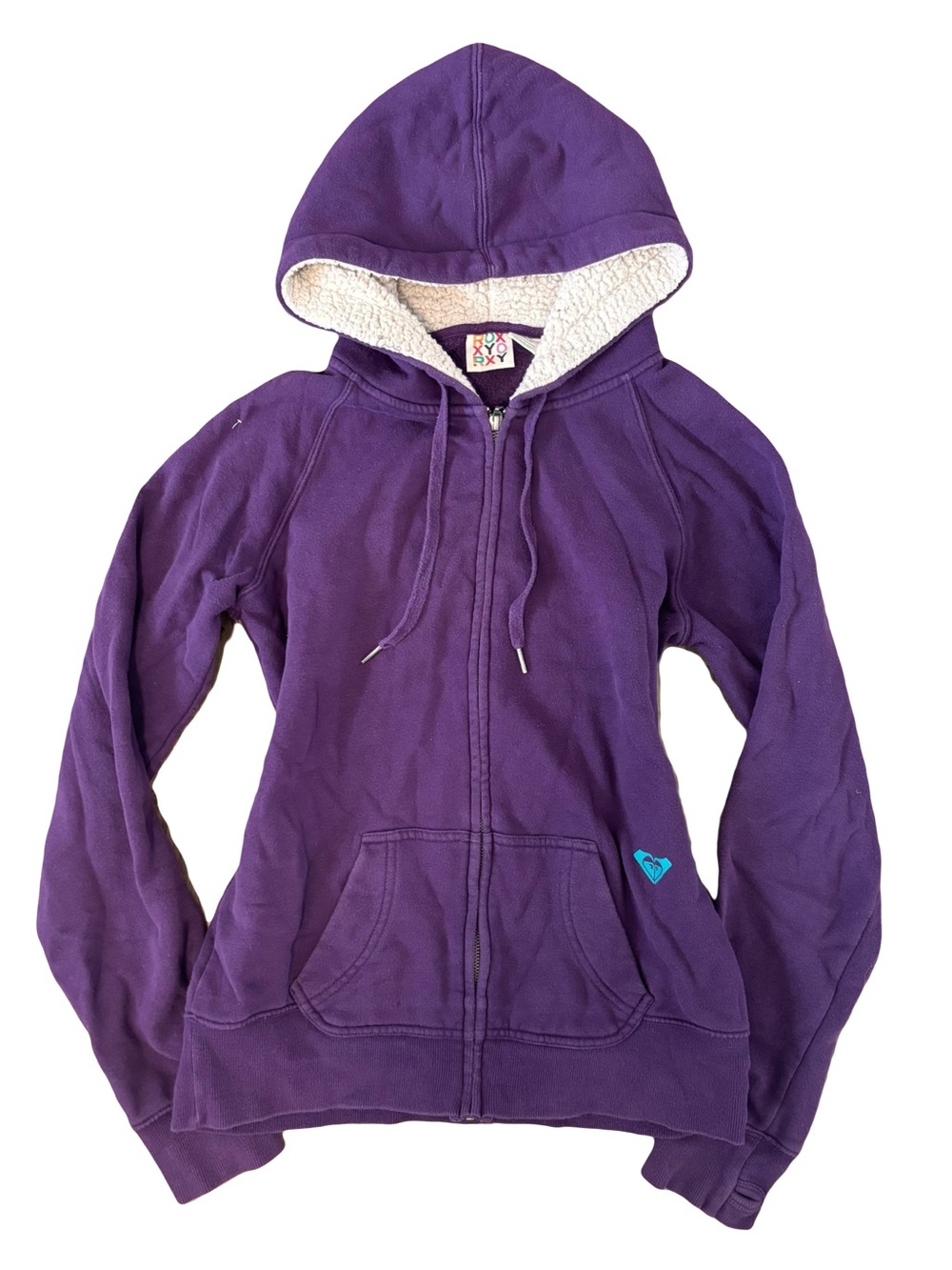 Y2K Early 2000’s Roxy Purple Sherpa Hoodie with Sherpa Hood